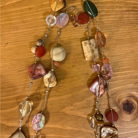 Lia Sophia Multi-Color Multi-Shape Shells & Stones Gold Tone Chain - Picture 8 of 9